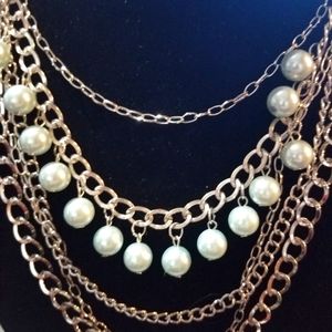 Light blue & silver beaded paparazzi- medium length necklace